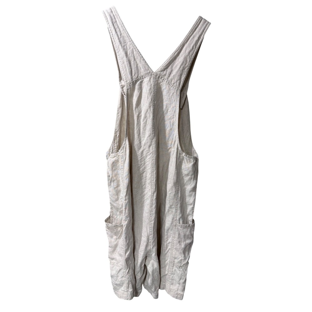 J. Jill Women Medium Cream 100% Linen Overall Shorts Sandy Beige Shortalls Boho - Picture 6 of 11